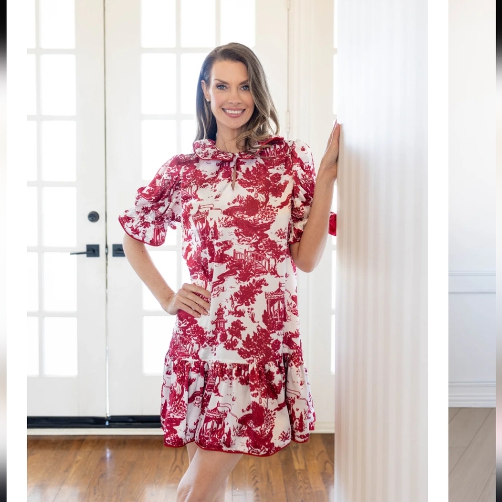 Lake Lady Designs Sarah Mini Dress In Red Toile Women's Size XL
